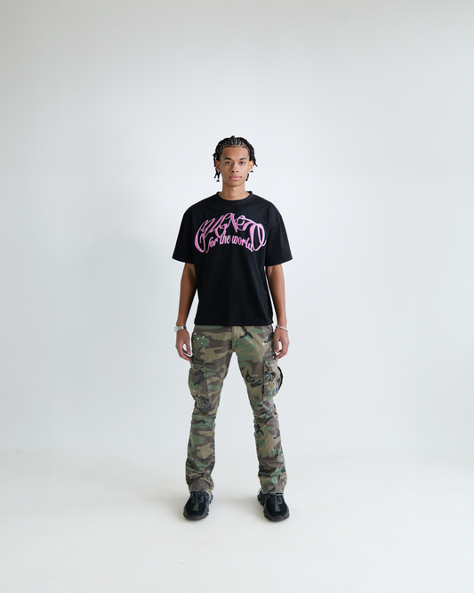 FOR THE WORLD PINK T-SHIRT BLACK